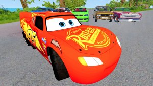 МЕГА КРАШ-ТЕСТ: Молния Маквин против 5 Секретных Тачек! 🏎️💥 Падение с Обрыва в BeamNG.drive