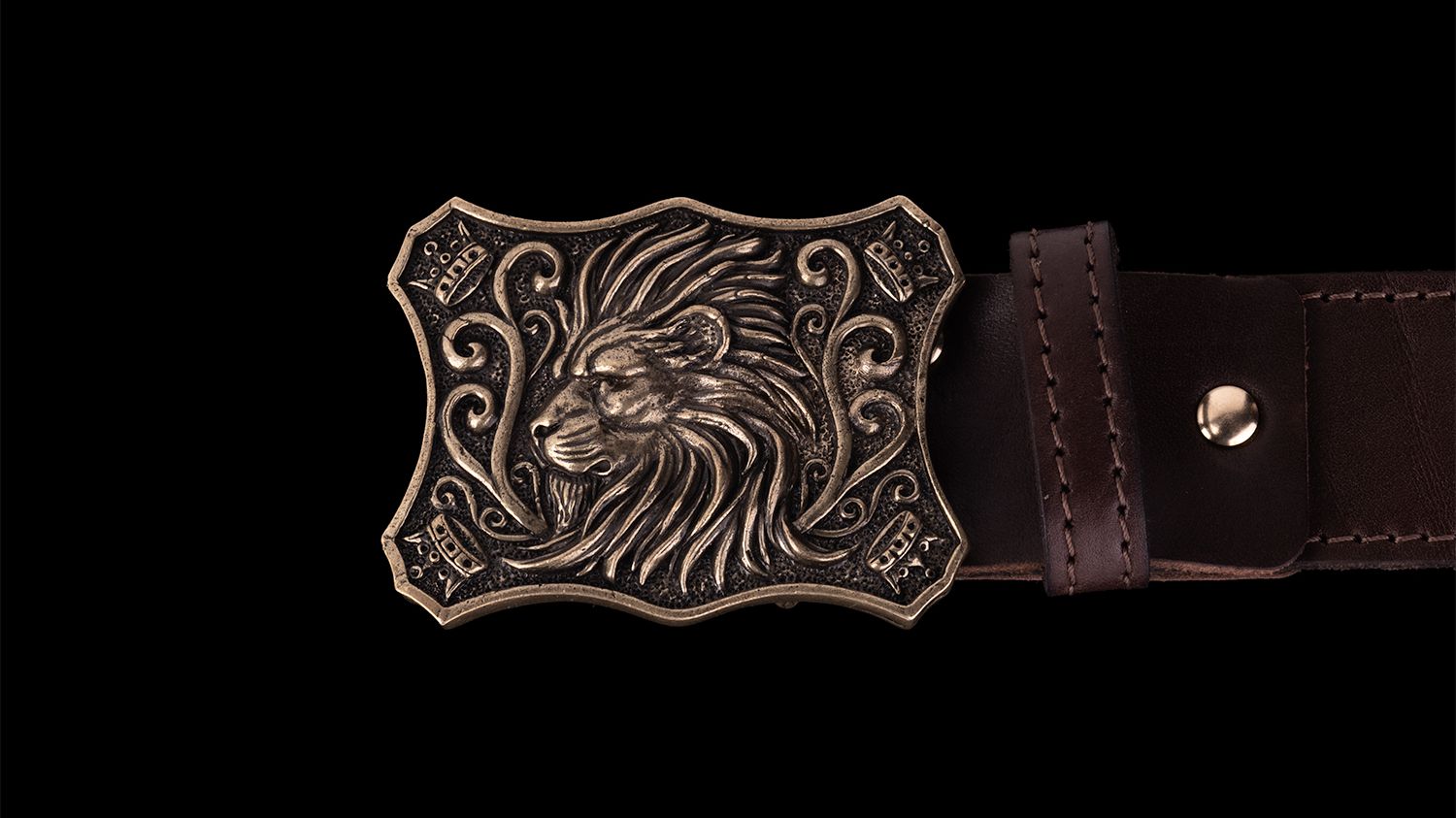 Ремень Лев (Латунь, натуральная кожа)
