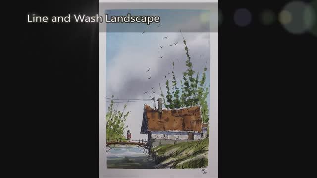 📹 Line and Wash landscape in Full Real Time Watercolor crooked lines By Nil Rocha смотреть онлайн