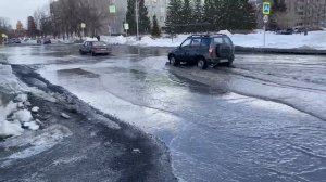 Талыми водами затопило центр города Назарово