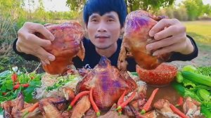 #MUKBANG Жареная курица с соусом из морепродуктов и острыми овощами! ASMR МУКБАНГ ЕДА НА КАМЕРУ ОБЕД