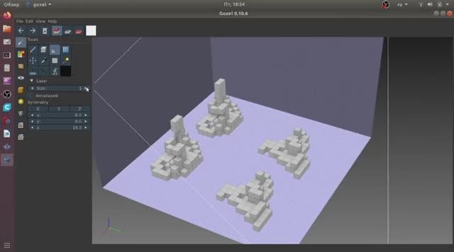 Goxel детям 03. Воксельная 3D графика в стиле Minecraft.