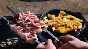 Шашлык из говядины с курдюком на мангале