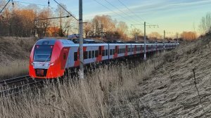 ЭС2Г 237 "Ласточка" сообщением Калище - Санкт-Петербург, на перегоне Ораниенбаум - Новый Петергоф