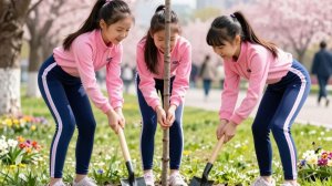 КНДР. Посадка деревьев в честь прихода весны