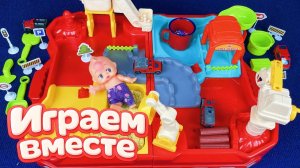 Играем в игрушки вместе ! Водные горки ! Играем с игрушками в воде ! Видео для детей ! часть 2