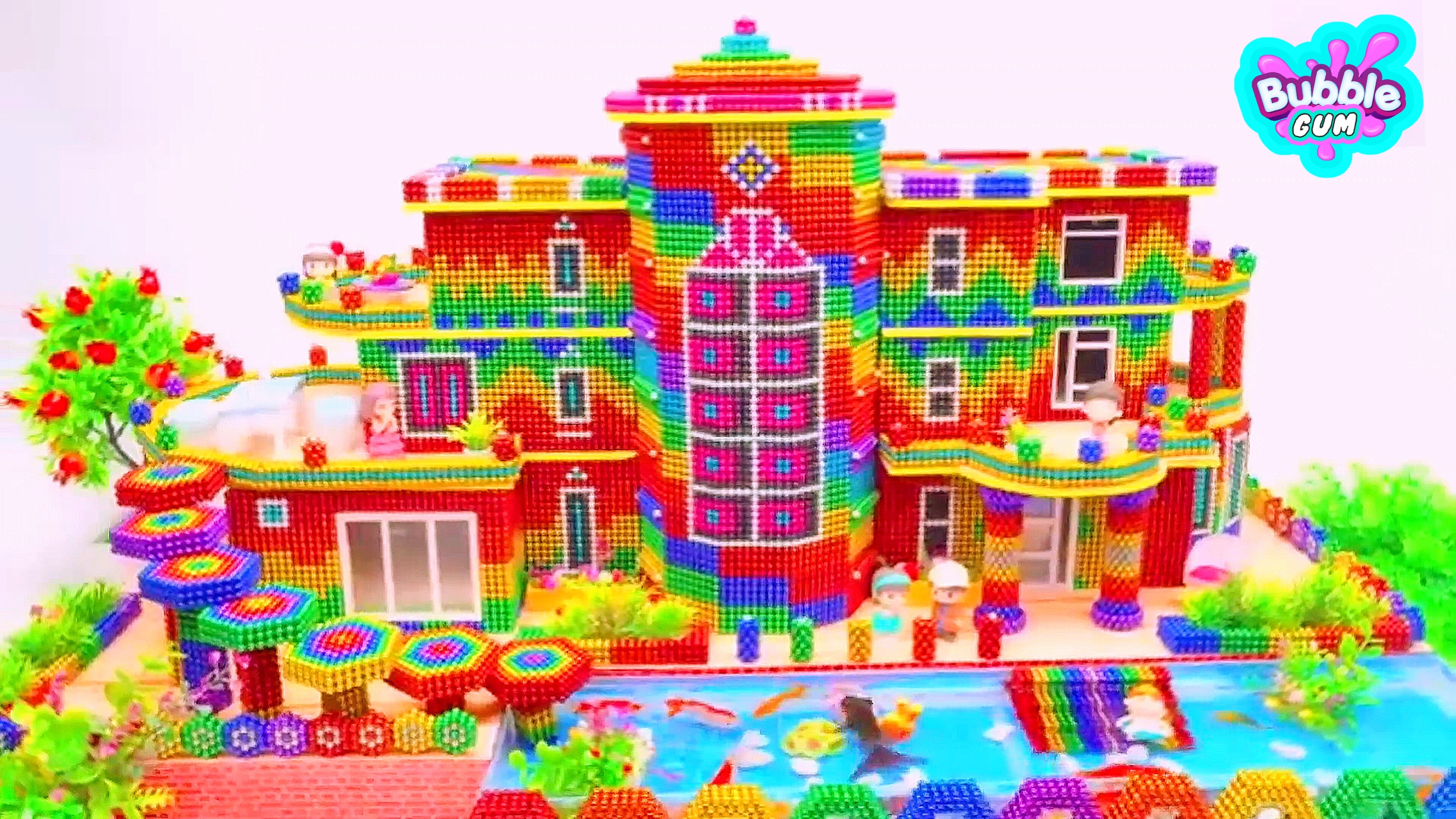 Магнитные шарики - Как сделать Радужную Виллу! Интересное видео с магнитными шариками.