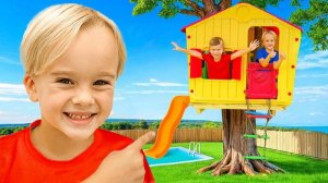 Крис с друзьями строят домик на дереве