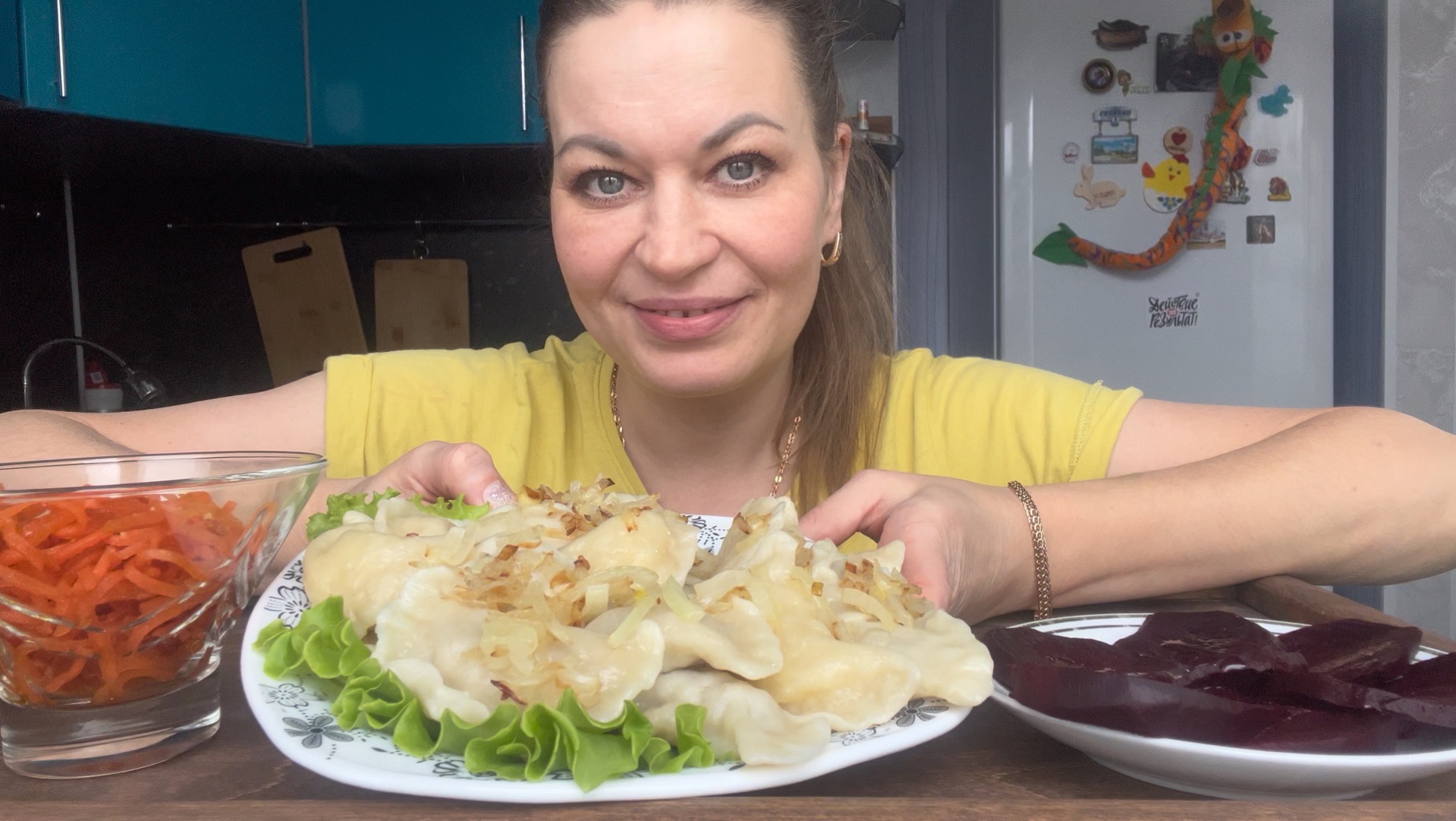 МУКБАНГ ВАРЕНИКИ С КАРТОШКОЙ/С МЯСОМ И КАПУСТОЙ/МОРКОВЬ ПО КОРЕЙСКИ/MUKBANG ЕДА ОБЖОР