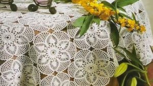 БОЛЬШОЙ ЦВЕТОЧНЫЙ МОТИВ ДЛЯ СКАТЕРТИ КРЮЧКОМ