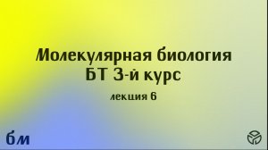 Молекулярная биология(БТ)(1 сем), лекция 6, Пупов Д. В.