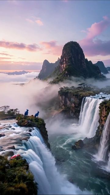 Водопады и горы: магия природы #пейзаж #природа #водопады