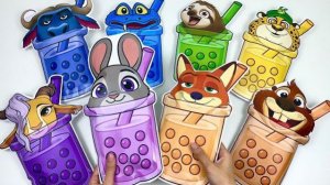 БУМАЖНЫЙ DIY ЗВЕРОПОЛИС МИЛКШЕЙКИ РАСПАКОВКА ИГРУШКИ МИЛЫЙ БОКС ПЕРСОНАЖИ МУЛЬТИКА