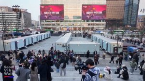 Сеул Южная Корея 2026 Ночь перед камбэком BTS и огни площади Кванхвамун ✨💜