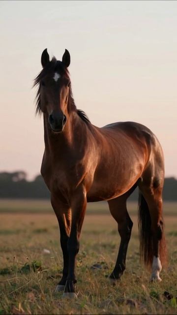 Красота лошадей: величие на рассвете #лошади #природа #картинки