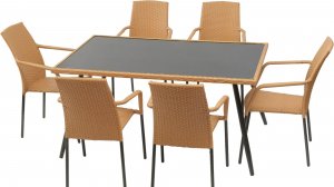 Набор садовой мебели Квебек (стол+ 6 стульев), сталь/иск.ротанг, бежевый 465439