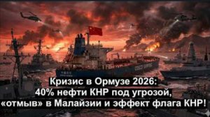Кризис в Ормузе 2026: 40% нефти КНР под угрозой, «отмыв» в Малайзии и эффект флага КНР!