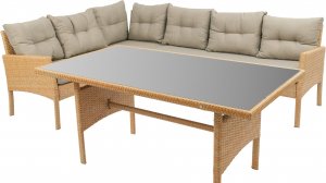 Набор садовой мебели Мумбай (стол+угловой диван), сталь/иск.ротанг, бежевый, HY-725253 464445