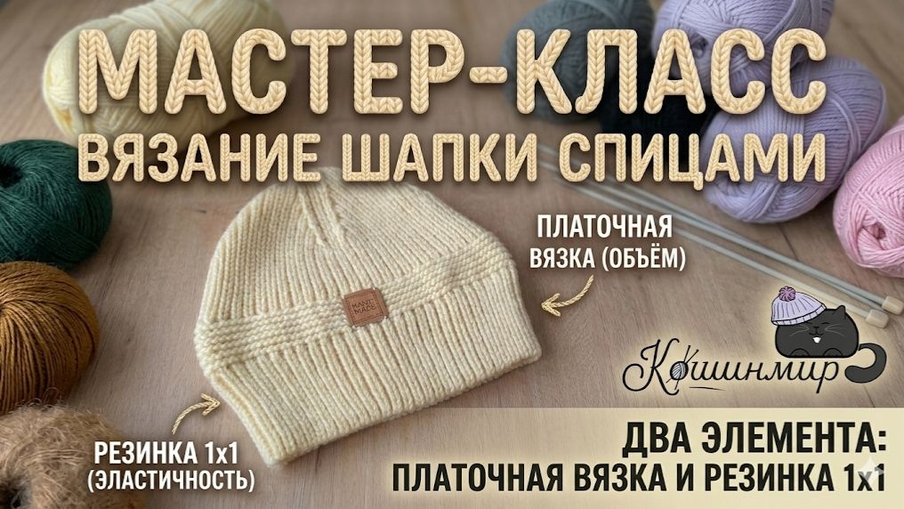 Как связать шапку-базу из мериноса. Резинка 1×1 + платочная вязкаиз мериноса.