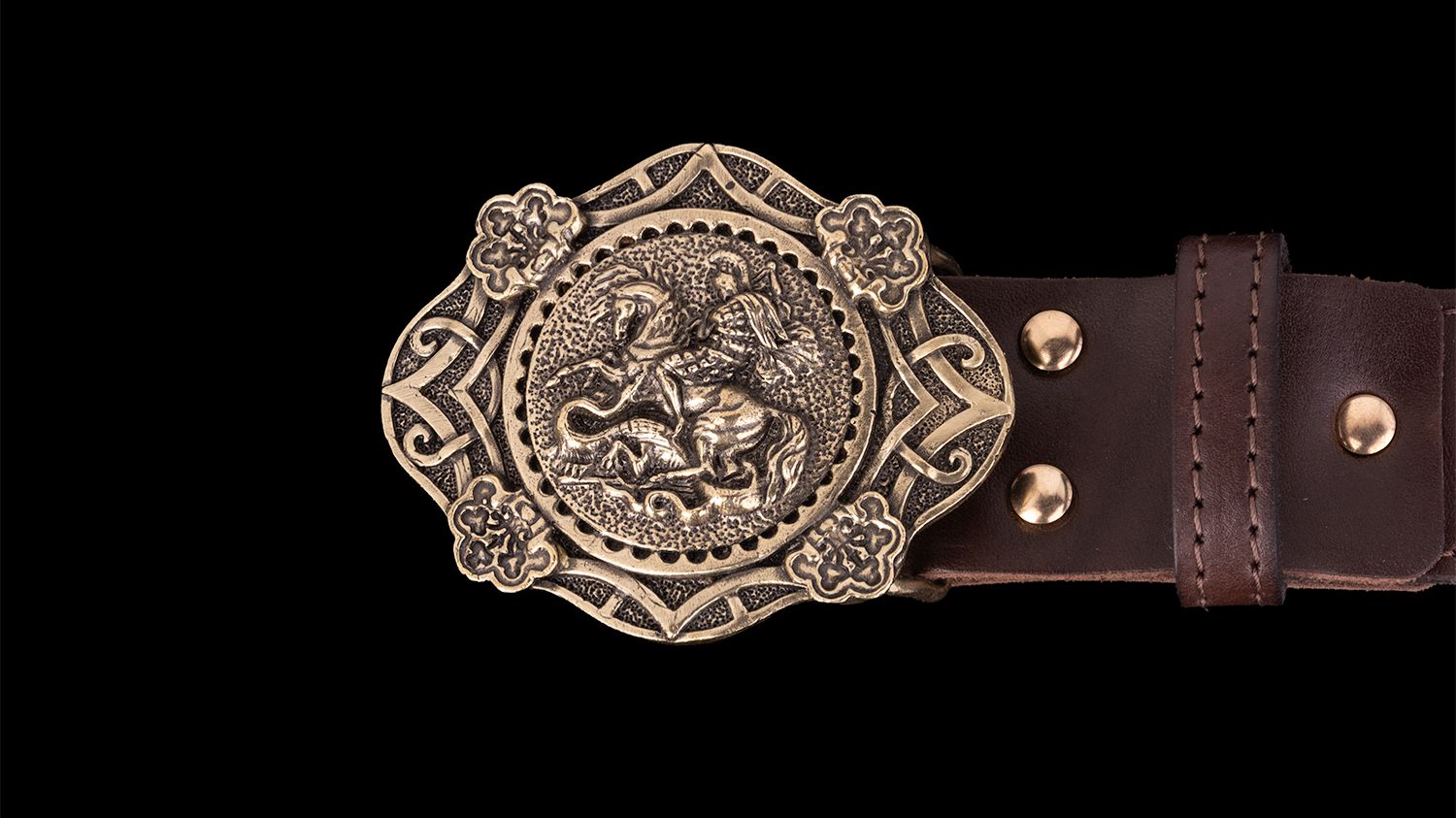 Ремень Георгий Победоносец (Латунь, натуральная кожа)