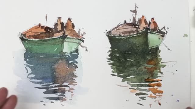 Какая акварельная лодка лучше отражает свет — левая или правая? Разбираемся!