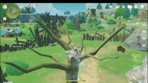 Genshin Impact дерусь с монстрами,собираю ресурсы