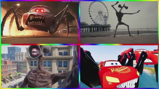 МОЛНИЯ МАКВИН ПРОТИВ АВТОБУСА-ПОЖИРАТЕЛЯ: Сиреноголовый и Машинки — Музыкальный Мультик 🏎️🚌