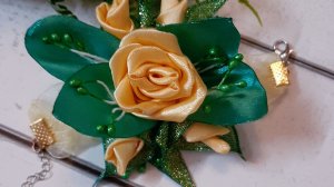 МК. Браслет с розами из атласной ленты шириной 5 см