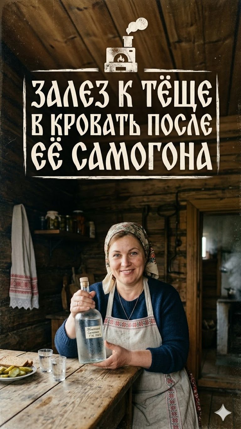 Убойный Тёщин самогон. Залез к Теще в кровать.