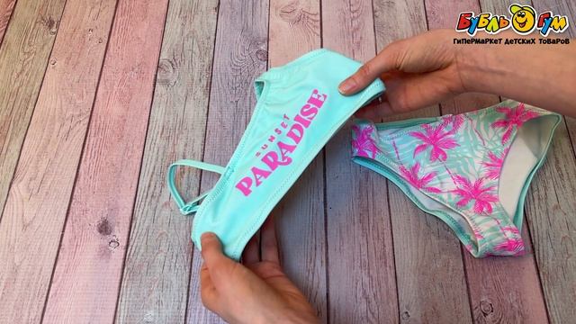Купальник Lanson Kids раздельный с надписью и цветочным принтом голубой - видео