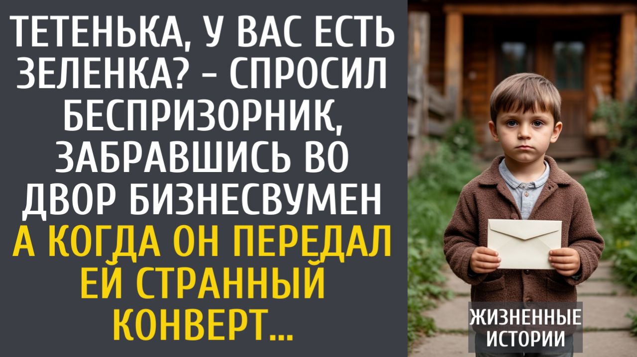 истории из жизни Тетенька, у Вас есть зеленка? - спросил беспризорник, забравшись во двор богачки…