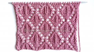 Ажурное полотно с рельефными ромбами / Узор спицами для вязания джемперов, пледов  носков ⭐ Схема