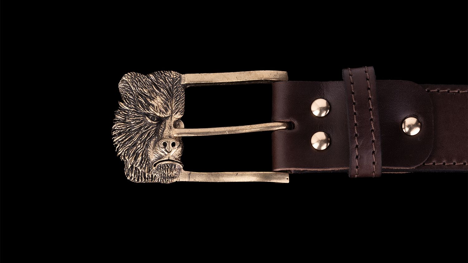 Ремень Медведь классический (Латунь, натуральная кожа)