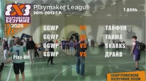 Игры 1 день PLAYMAKER LEAGUE КУБОК 3х3 Мартовское безумие 2026