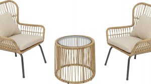 Набор садовой мебели Калькутта (столик+2 кресла), сталь/иск.ротанг, бежевый, 464430