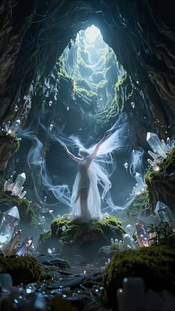 Загадочная пещера с волшебными кристаллами #фантазия #магия #кристаллы