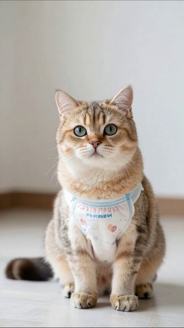 Очаровательный кот в милом комбинезоне #кот #милота #видео