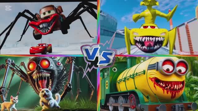 МАКВИН ПРОТИВ ГУБКИ БОБА! 🏎️🧽 БИТВА ГИГАНТСКИХ МОНСТРОВ! Мультик Игры для детей 🏆