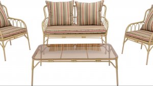 Набор садовой мебели Портофино (столик+2 кресла+диван), сталь/иск.ротанг, мультиколор  464441