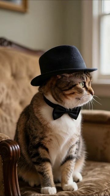 Кот в цилиндре: стиль и элегантность #кот #стиль #приключения