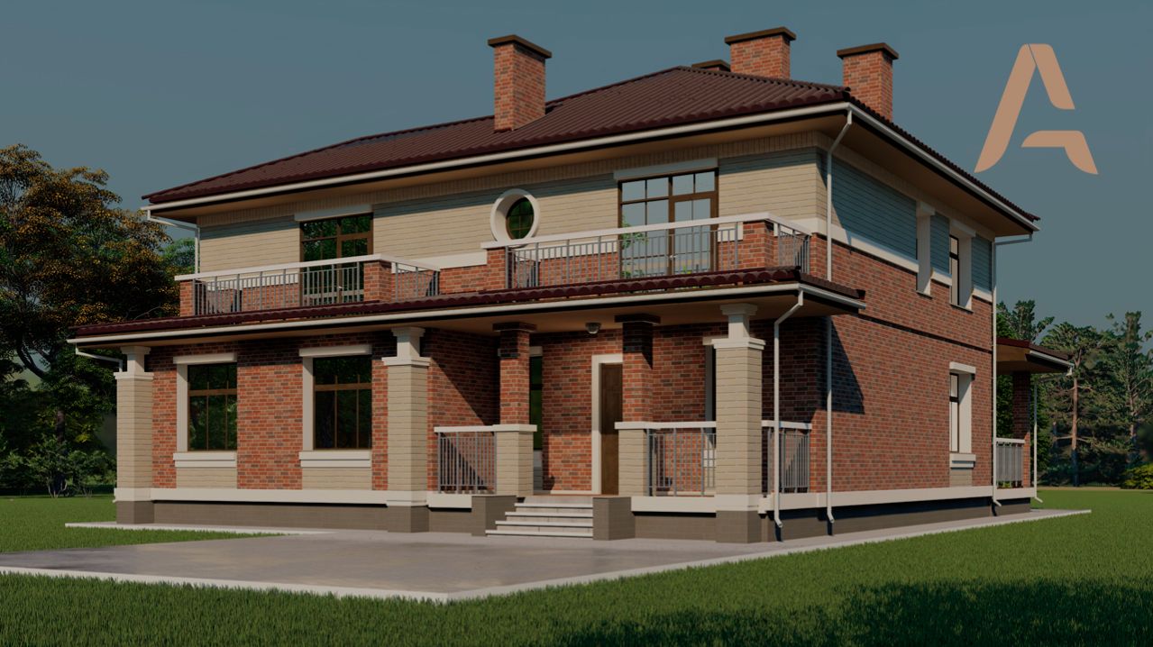 Удобный дом для комфортной загородной жизни. Проект двухэтажного дома с террасой и балконами