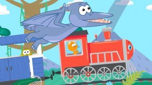 Поезд Динозавров - Котенок Котэ - Песенки для детей малышей про паровозик и динозавров