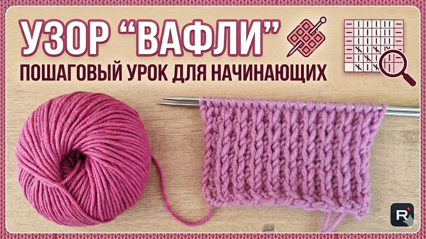 Узор «ВАФЛИ» спицами: пошаговый мастер-класс для начинающих