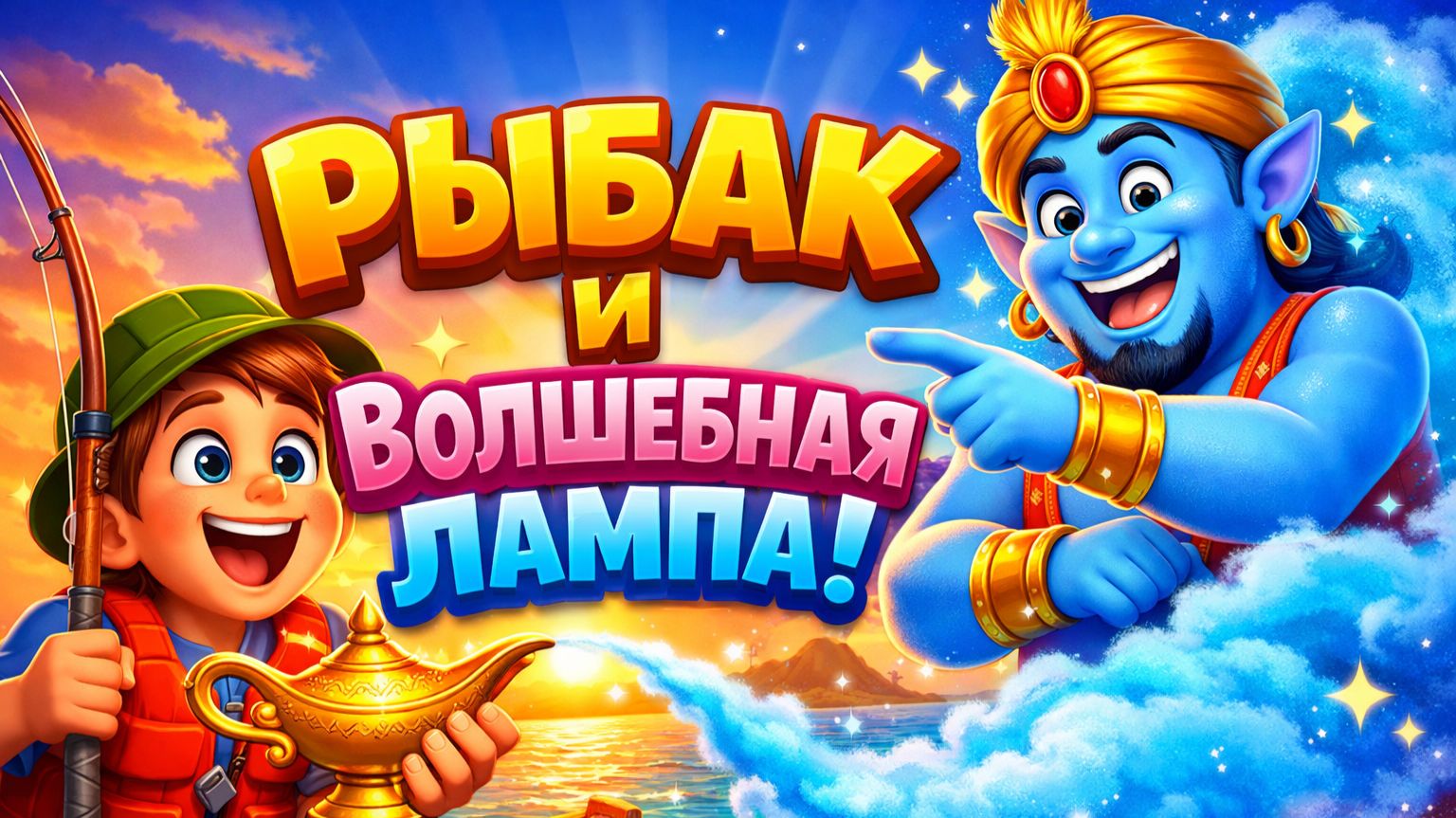 Рыбак, который поймал волшебную лампу Джинна! Захватывающий мультфильм для детей «Загадай желание»