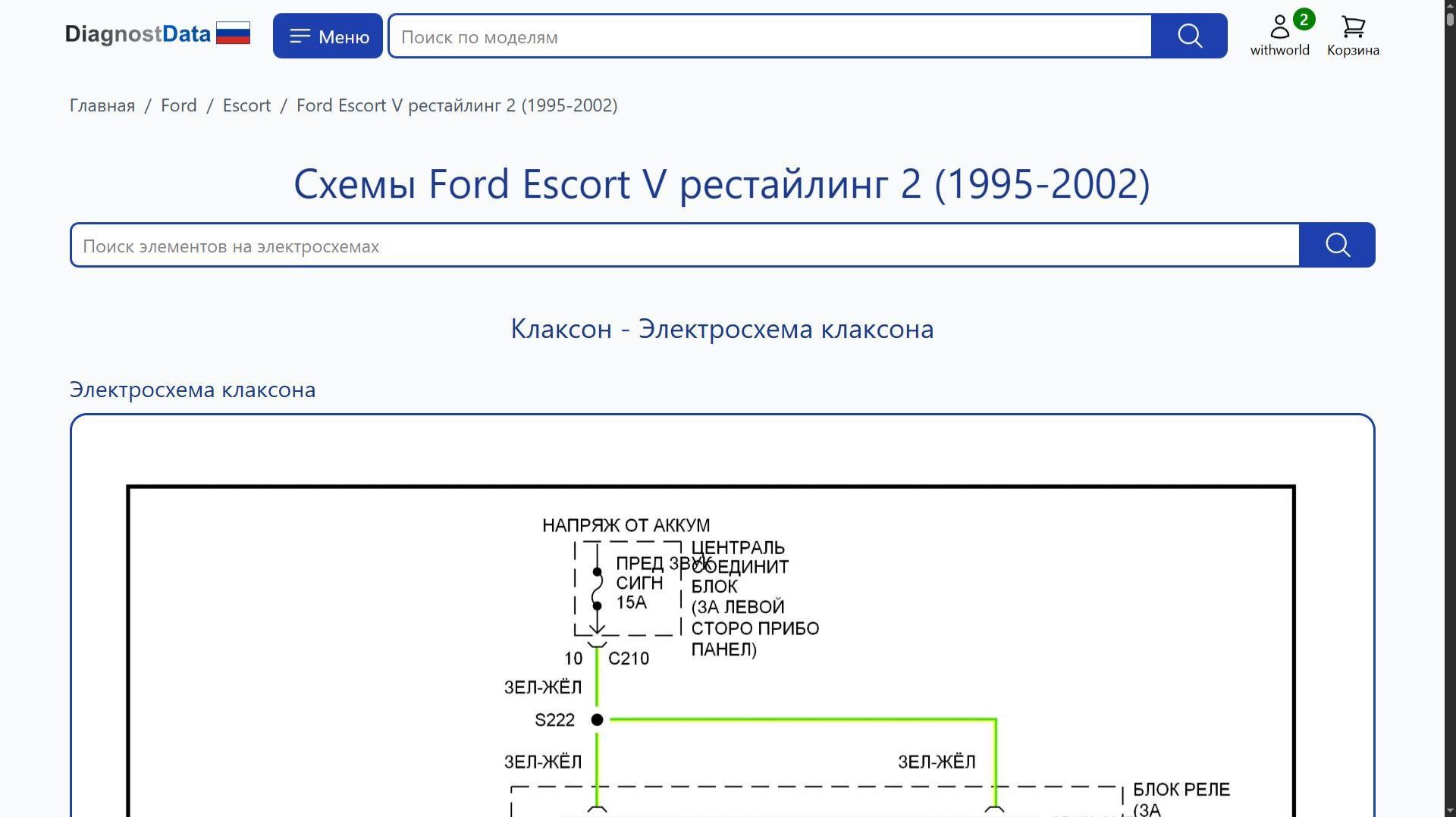 Схемы Ford Escort V рестайлинг 2 (1995-2002) смотреть онлайн