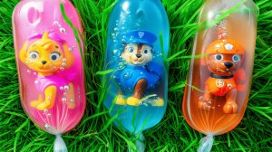 Открываем пакеты с цветной водой 🌈 Игрушки Щенячий Патруль: Гонщик, Скай, Маршал! ASMR