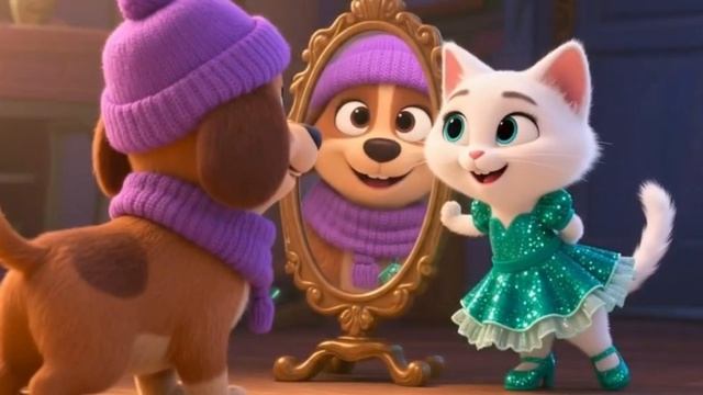 2 часть Первый снегопад милого котенка☃️ и спасение щенка 🧣❄️