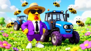 🚜ВЕСЁЛАЯ МУЛЬТИК‑ПЕСЕНКА: СИНИЙ ТРАКТОР И ПЕТУХ ЗА РУЛЁМ |  Видео для детей | Детские песенки