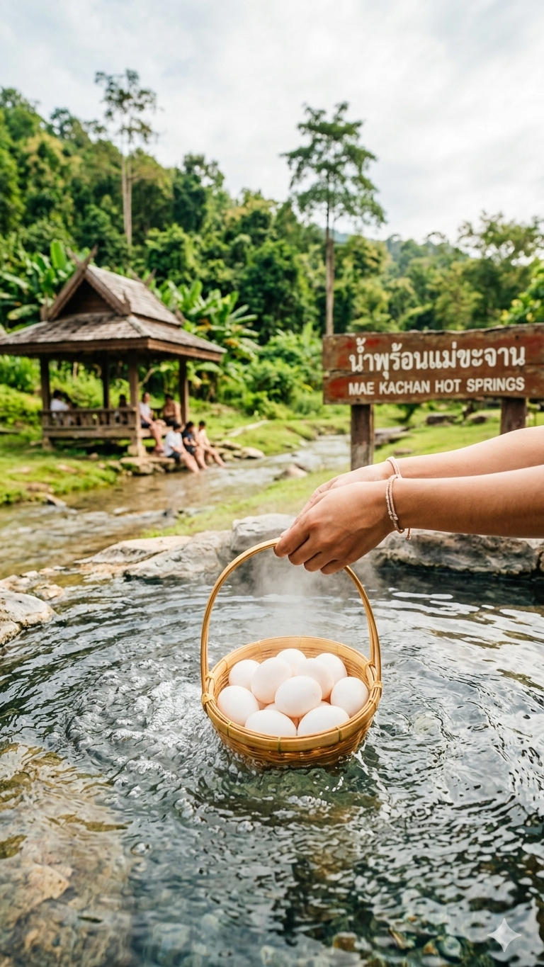 Как насчет того, чтобы сварить яйца прямо в гейзере по пути в Чианграй? 🍳💦