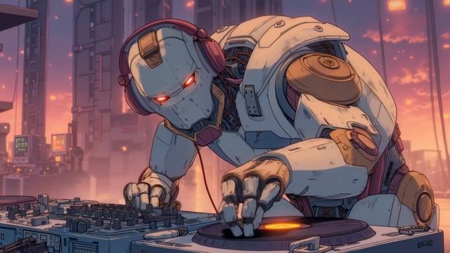 Synthwave Dimension 🎧 Retro Robot DJ Set In A Neon Cyberpunk Cityscape